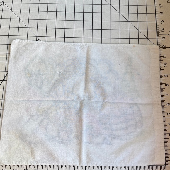 Vintage Hand-Embroidered Pillow & Case– 12' x 16” Farm Couple at the Well Scene - Picture 9 of 14